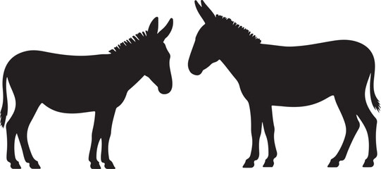 donkey illustration, donkey silhouette vector, donkey silhouette on transparent background, donkey silhouette isolated on white