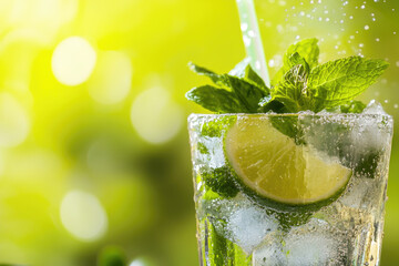 Fresh lemon juice summer food drink abstract background. Generative ai.