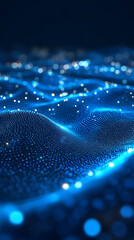 Abstract Blue Digital Wave with Glittering Particles