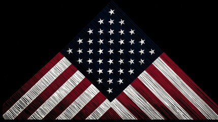 Obraz premium Distressed American Flag Diamond Shape on Black Background