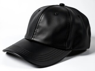 Fototapeta premium Black Leather Baseball Cap Fashion Accessory Style