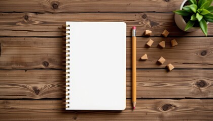 notebook and wooden pencil set flatlay
