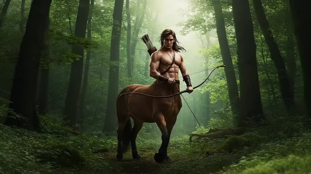 Centaur Archer in Enchanted Forest with Soft Light