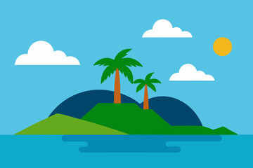 tropical island with palm trees