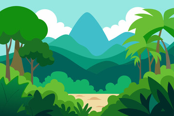 landscape with mountains and forest