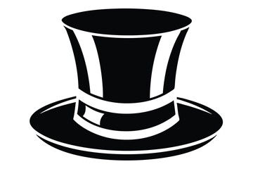 Bold Black Top Hat Graphic With Ribbon Illustration For Magicians and Formal Wear