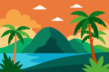 tropical island with palm trees