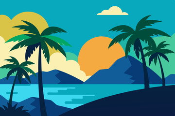 tropical island with palm trees