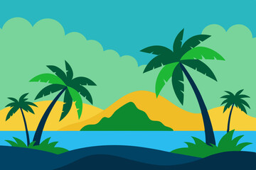 tropical island with palm trees