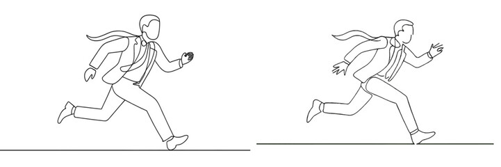 Businessman hurrying in a dynamic vector flat illustration showcasing urgency and movement during a busy day