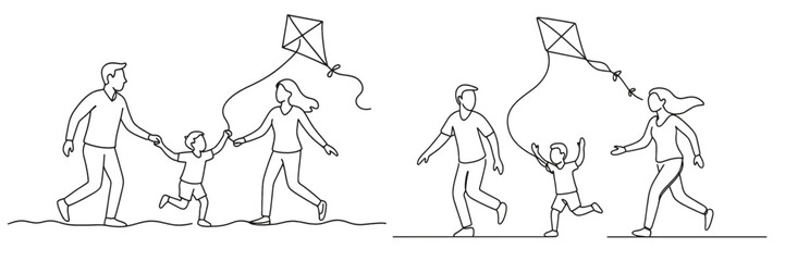 Family enjoying a sunny day flying kites together at the park with joyful laughter and playful moments