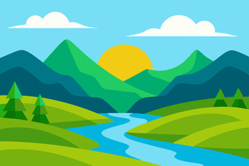 Obraz premium summer landscape with mountains