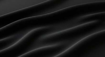 Fototapeta premium Smooth Black Fabric Texture with Elegant Drape