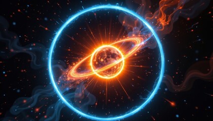 glowing orb in galaxy with halo ring