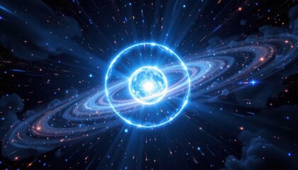 glowing orb in galaxy with halo ring