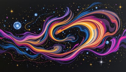 galaxy like oil swirl on black paper
