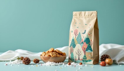 nature inspired holiday packaging mockup