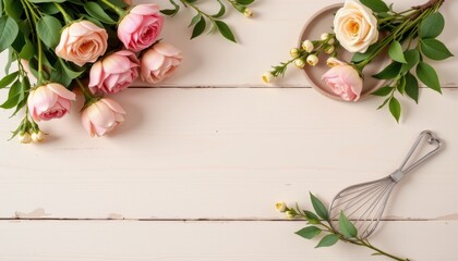 seasonal flatlay with pastel decor