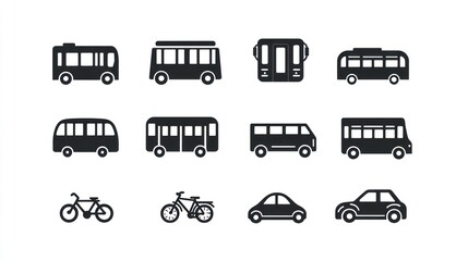 Collection of various transportation icons