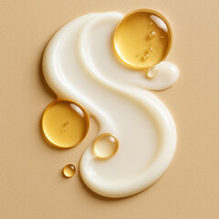 Cream, serum, and oil drops arranged on beige background, creating soothing and elegant skincare composition