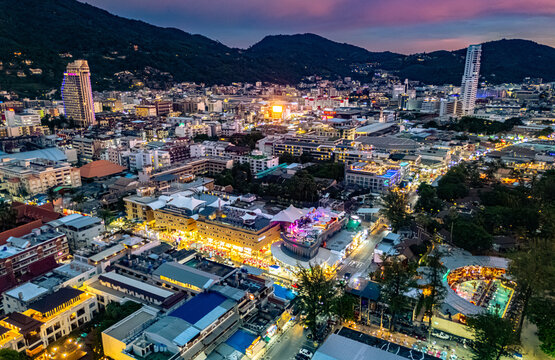 Aerial view of Patong on Phuket Island, Thailand.