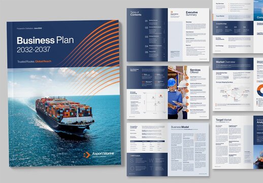 Business Plan Template for Project Proposal & Investor Pitch in Shipping, Maritime & Global Freight Corporate Theme