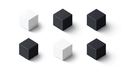 Geometric, white and black cubes