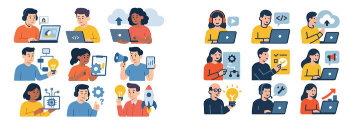 Collaboration among diverse individuals showcases creativity and problem-solving in a tech workspace at a modern office