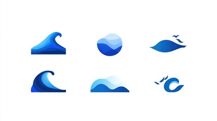 Abstract ocean wave graphic design collection