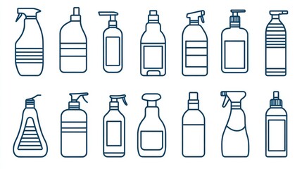 Cleaners, bottles, spray, various