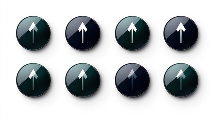 Nine round buttons, dark green gradient, white arrow