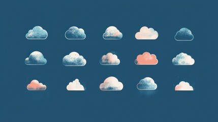 Abstract cloud icons on a dark background