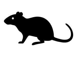 Standing Rat Silhouette Vector Icon - Minimalist Rodent Sign for Pest Control or Zodiac Symbol