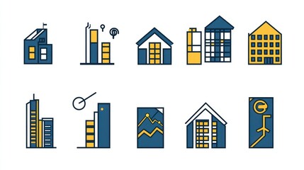 Collection of simple building and growth icons