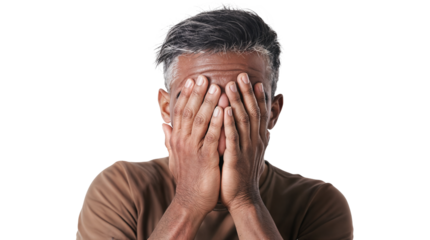 Frustrated Person Covering Face with Hands