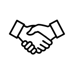 Handshake Icon in Silhouette Style Representing Agreement, Partnership, or Deal on a White Background
