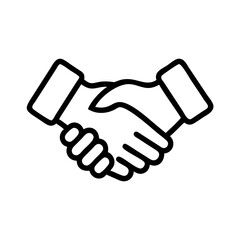 Handshake Icon in Silhouette Style Representing Agreement, Partnership, or Deal on a White Background