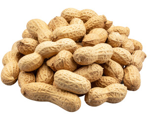  “Cluster of Whole Unshelled Peanuts in Natural Pile, Isolated on Transparent Background”