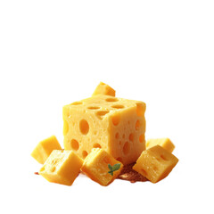 [Transparent Background PNG]Delicious Cheese Cubes in Motion