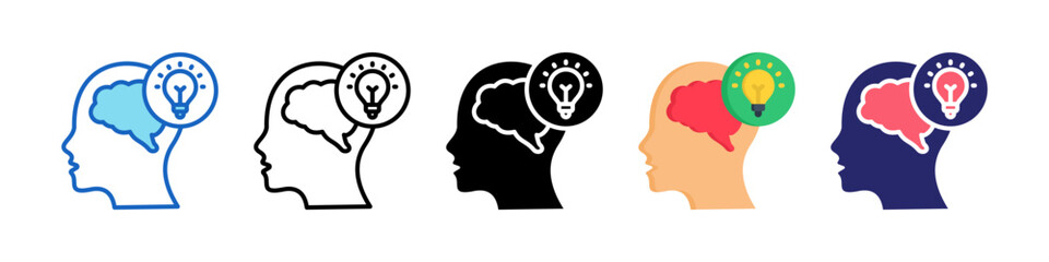 Creative Thinking Multiple Style Icon Set Collection.