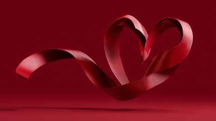 Abstract Red Ribbon Heart Design