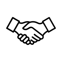 Handshake Icon in Silhouette Style Representing Agreement, Partnership, or Deal on a White Background