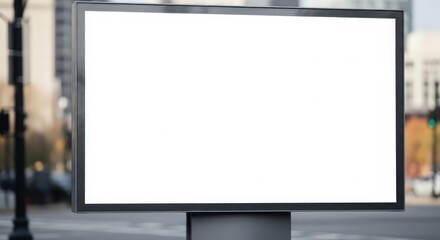 Fototapeta premium Blank billboard on city street with copy space for advertising or design. Mockup template.