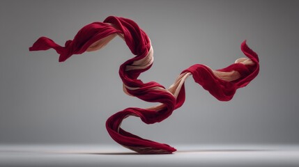 Abstract Swirling Red And Beige Fabric Texture