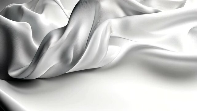 Elegant White Fabric Waves Flowing in a Smooth and Serene Motion, Creating a Calming Visual Experience