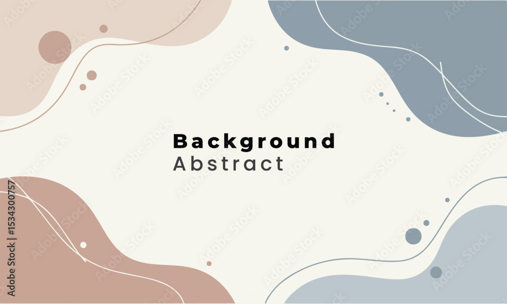 Fototapete minimalist abstract vector background with soft color blocks and black botanical illustrations with 