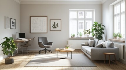 Fototapeta premium Bright, minimalist living room