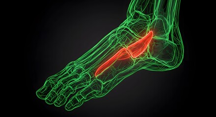 Fototapeta premium Human Foot Anatomy 3D Model: Detailed Visualization of Navicular Bone and its Ligaments
