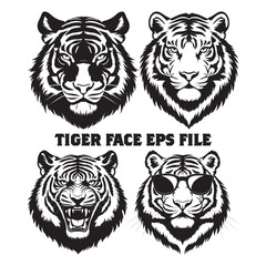 Fototapeta premium Set of Tiger Face Silhouettes