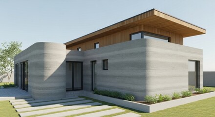 Innovative 3d concrete printing architecture: modern sustainable house design